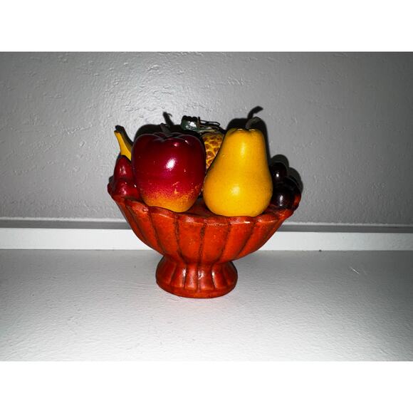 Vintage Chalkware Fruit Bowl Centerpiece with Salt and Pepper Shakers - Picture 9 of 9
